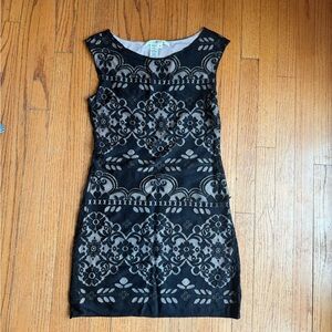 Max Studio Black Lace Overlay Mini Dress